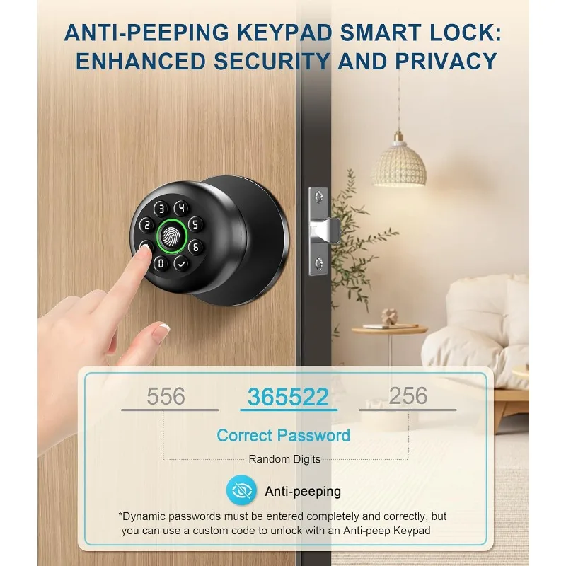 Smart Garden Offices - Mat Siyah Akıllı Parmak İzi Kapı
