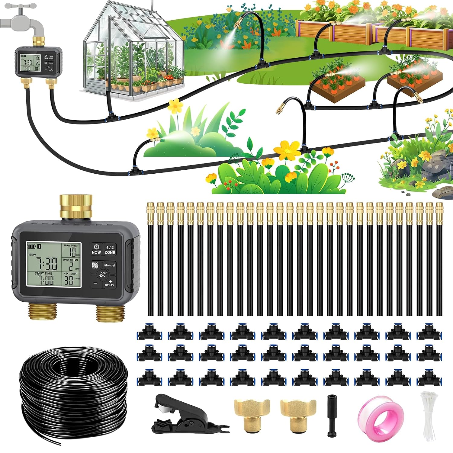 Smart Garden Youtube - Akıllı Su Zamanlayıcılı 120FT Damla Sulama